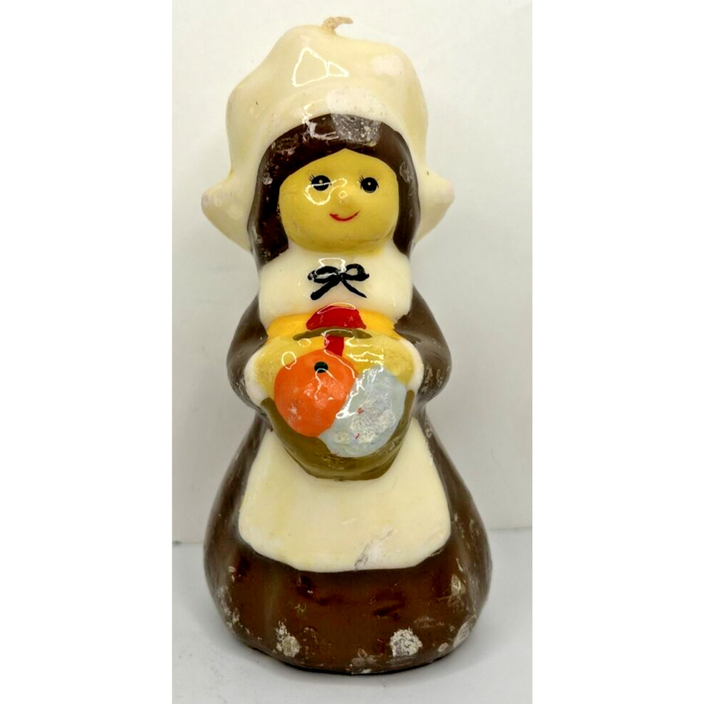 Vintage‎ Thanksgiving Pilgrim Lady Candle 5" SKU H521